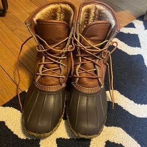 L.L. Bean 8” shearling lined duck boots. Tan/Brown 9 M